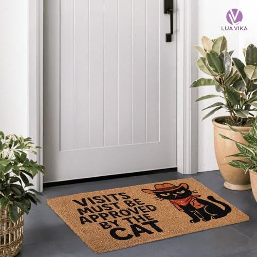 Funny Coir Door Mats Outside and Inside, Cat, 17 x 30 in - color: Cat