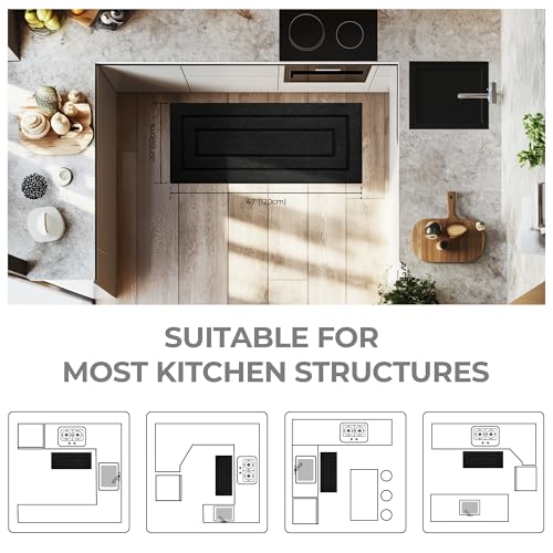 GRANNY SAYS Kitchen Mats for Floor, 47 x 20, Kitchen Rugs Non Slip Washable, Thick Floor mats for Kitchen, Laundry, Kitchen Carpet Non Skid, Black - color: A-black, size: 1'6" x 3'11" (47" x 20")