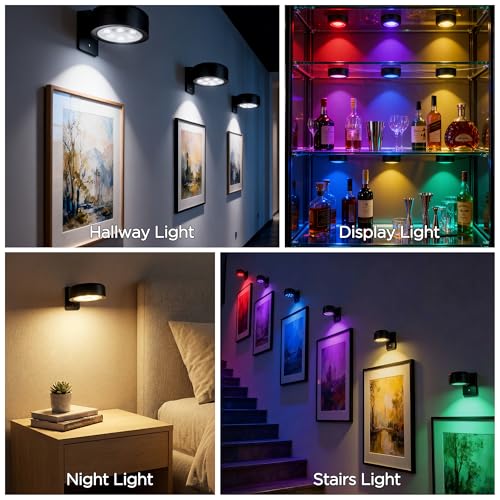 4-Pack Picture Lights for Wall, Rechargeable Wireless Poster Lights, Black - color: Black