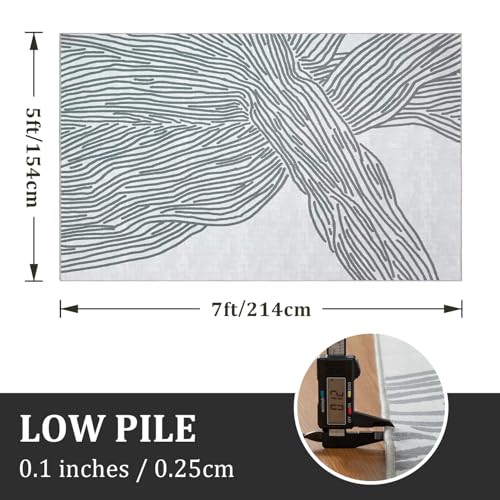 YIHOUSE Grey Rug for Living Room, 5×7 Modern Abstract Area Rug, Geometric Contemporary Wave Striped Rugs for Playroom Nursery, Washable Nonslip Large Rug for Bedroom Dining Room - color: Modern Lines Grey, size: 5' x 7' (Rectangular)