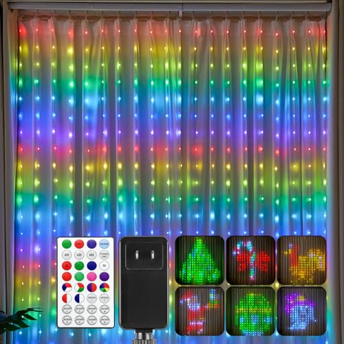 Brightown 400 LED RGB Smart Curtain Fairy Lights with Remote, 6.6x6.6ft - size: 400 LED - Remote Control