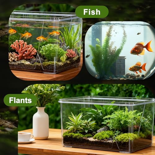 Geelin 1.5 Gallon Plastic Fishbowl Square Large Clear Shatterproof Tank - size: 1.5 Gallon, style: Square