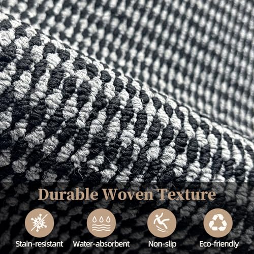 Mordem Indoor Door Mat 20"X 32" Non-Slip Dirt Trapper Doormats Absorbent Quick-Dry Surface Low-Profile Indoor Outdoor Floor Mat for Entryway Black/Grey - color: Black/Grey, size: 20"x32"