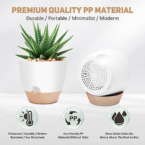 YNNICO 12 inch Large Self Watering Plant Pots for Indoor Outdoor Plants - color: White, size: 12 Inch