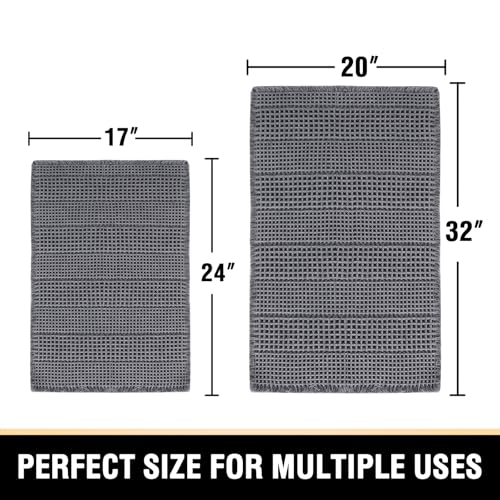 H.VERSAILTEX Waffle Bath Mat Super Absorbent Bathroom Mats Non Slip Bath Rugs for Bathroom Floor Machine Washable Ultra Soft Bathroom Rugs for Beside Tub, (32 x 20 Plus 24 x 17 - Inches, Grey) - color: Grey, size: 20" x 32" Plus 17" x 24"