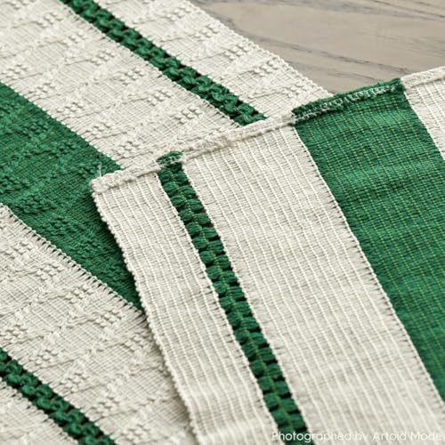 Artoid Mode Emerald Green Rustic Woven Table Runner 12x60 Inch - color: Dark Green, size: 12" x 60", Table Runner