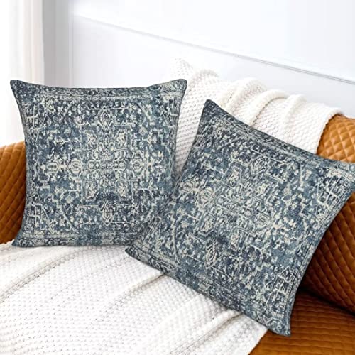 Navy Blue Carpet Pattern Boho Pillow Covers 18x18 Set of 2 - color: Navy Blue1, size: 18" x 18" (Pack of 2)