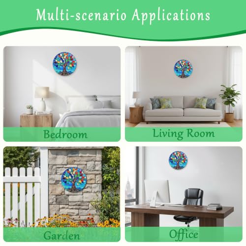 QZXYGY LED Stained Glass Round Wall Decorations, The Tree of Life Wall Art