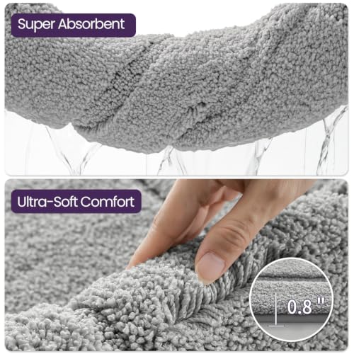 DEXI Bath Mat 32x20, Soft Absorbent Bathroom Rugs Non Slip, Light Grey - color: Light Grey, size: 32" X 20" (Rectangular)