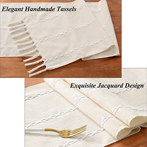 Wracra Rustic Linen Table Runner, Ivory Table Runners 36 inches Long - color: Ivory, size: 13"×36"