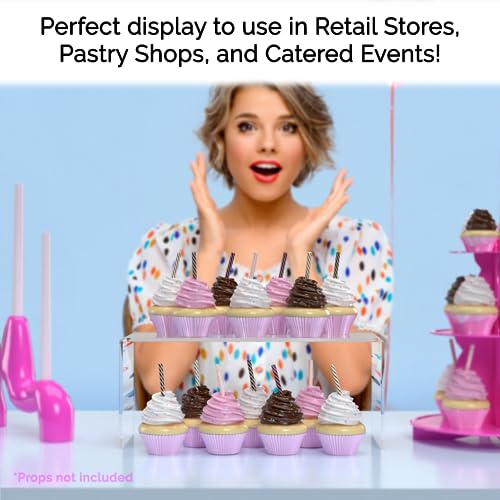 Marketing Holders 2 Pack Acrylic Riser Display Stand 12 Inch Wide by 4.5 Inch Deep Clear Plastic Countertop Decorative Pedestal Tabletop Showcase for Weddings Boutiques Jewelry Stores and Florists - size: 12"W x 5"H