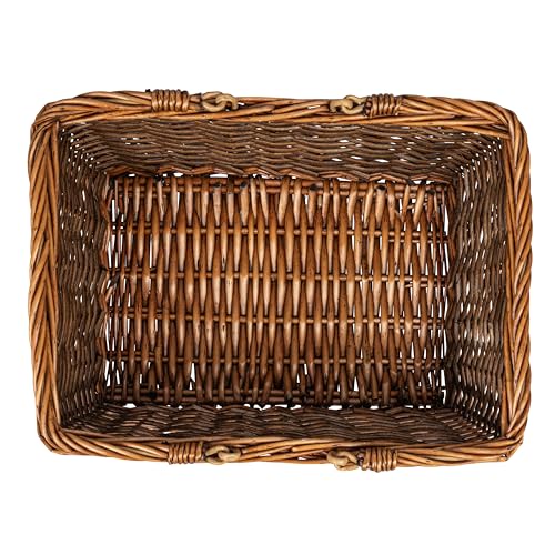 Household Essentials Woven Market Basket, Handwoven Willow Weave, Stylish Handles with Durable Metal Anchors, Classic and Versatile, Attractive, Spacious, Lightweight, Brown Stain - color: Stained Brown