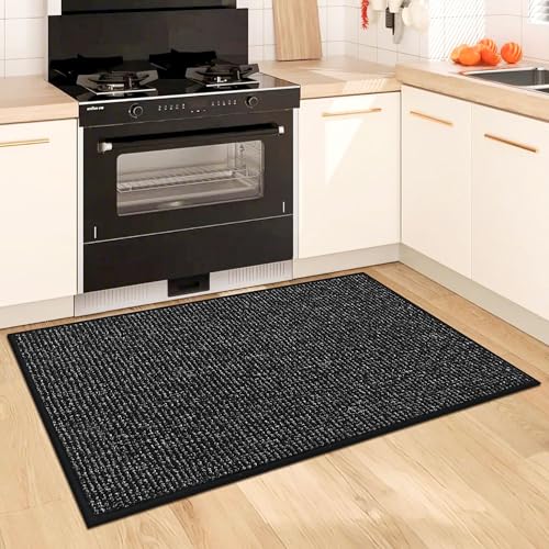 BEQHAUSE Kitchen Rugs and Mats 2PCS Non-Slip, 20"x32"+20"x48", Black - color: Black, size: 20"x32"+20"x48" (Rectangular)