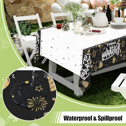 Smiry Disposable Rectangle Plastic 54 x 108 Inch Table Cloth 3 Pack - color: Black and White