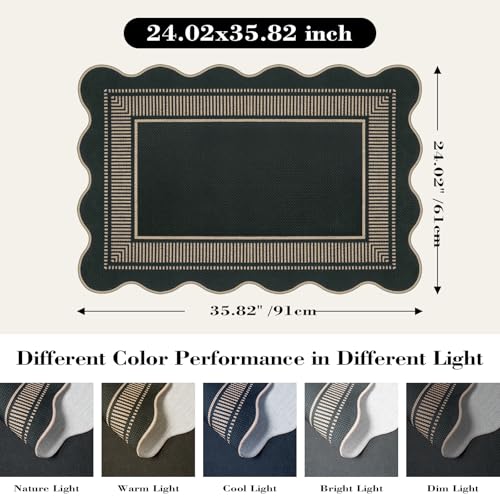 Easy Jute Outdoor Mats for Front Door, 2x3 Small Washable Kitchen Rugs, Farmhouse Black Throw Rug Non Slip Indoor Outdoor Carpet for Porch Entryway Foyer - color: Black Geometric-3, size: 2'x3' (Rectangular)