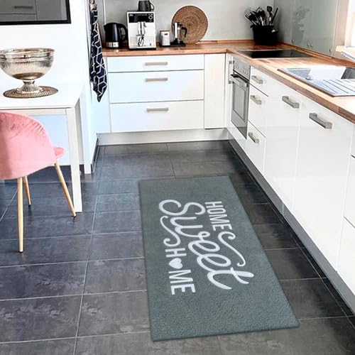AAZZKANG Gray Long Doormat 48"x18" with Non Slip Rubber Backing Easy to Clean Home Sweet Home Welcome Entrance Mat - color: Dimgray, size: 18" x 48" (Rectangular)