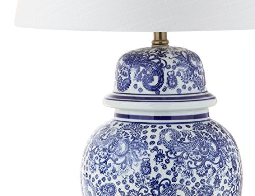 JONATHAN Y Ellis Chinoiserie Ginger Jar Table Lamp 29.5", Blue/White - color: Blue/White