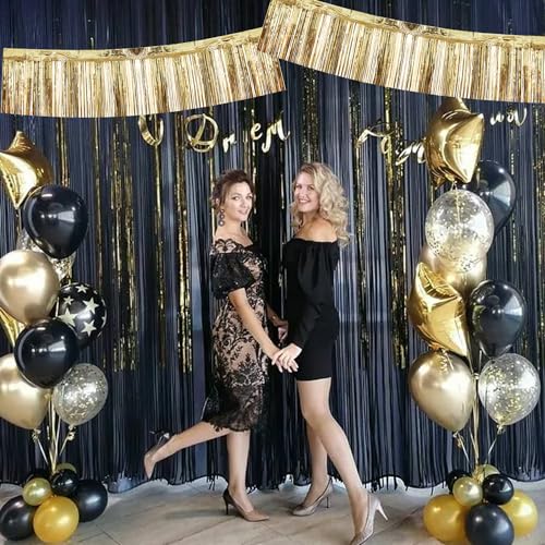 BEISHIDA Champagne Fringe Garland Banner 30ft Wall Tinsel Foil Streamers - color: Champagne