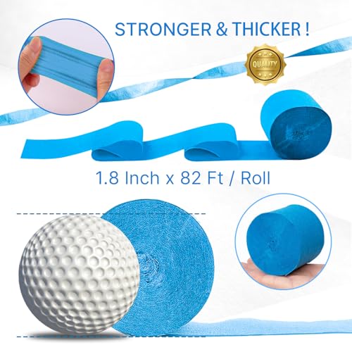 PartyWoo White and Blue Crepe Paper 4pcs 328 FT Pearl Light White Streamers - color: Blue White-9623