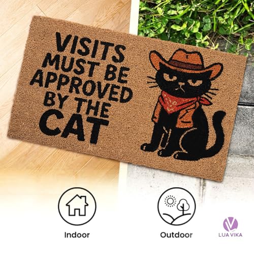 Funny Coir Door Mats Outside and Inside, Cat, 17 x 30 in - color: Cat