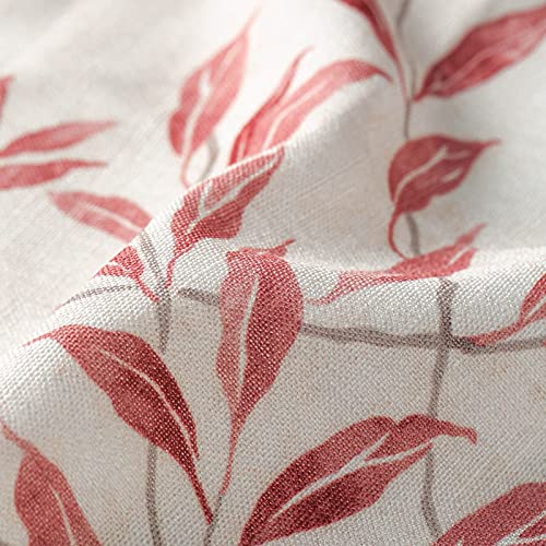 VOGOL Red Leaf Print Tier Curtains, Country Style, 30 x 24, 2 Panels - color: Red, size: 30"W x 24"L (Pack of 2)