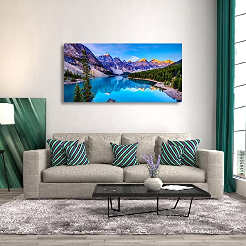Wall Art Lake Mountain Landscape Picture Print Canvas Wall Art Modern Giclee Artwork Home Decor Stretched and Framed Ready to Hang,2cm Thick Frame, Waterproof Artwork - color: Lake and Mountain, size: 40"L x 20"W
