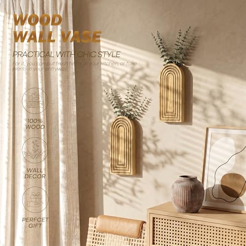 EOSAHR Wall Vase: Wall Planter for Indoor Plants & Fake Flowers, WarmYellow - color: Warm Sand