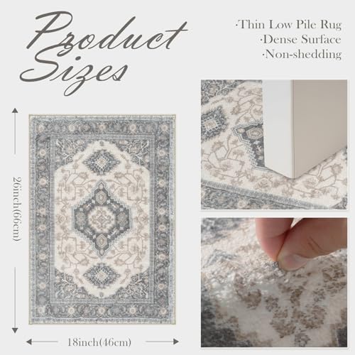 Seavish Small Gray Bath Rugs, 18x26 Inch Boho Distressed Absorbent Bath Mat - color: Grey, size: 18 x 26 inch