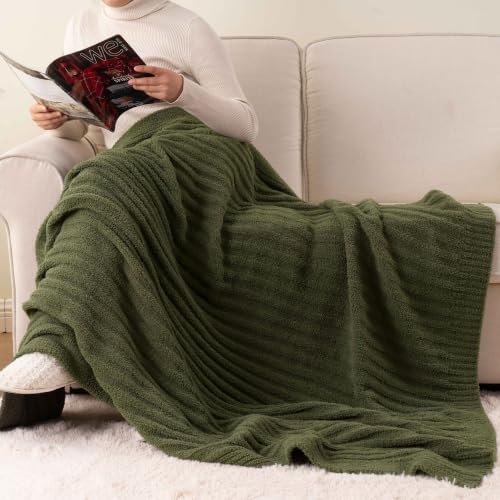 BATTILO Olive Green Throw Blankets for Couch, Soft Throw Blanket, 60"x80" - color: Olive Green, size: 60"x80"