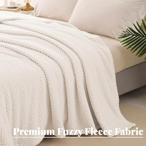 Whale Flotilla Extra Large Fuzzy Fleece Throw Blanket for Couch, 50x70 Inch Fluffy Warm Soft Jacquard Blankets for All Season, Lightweight and Cozy, Ivory - color: Ivory, size: Throw(50x70 In)