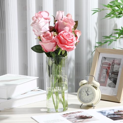 12 Pcs Glass Cylinder Vases for Centerpieces, 8 Inch