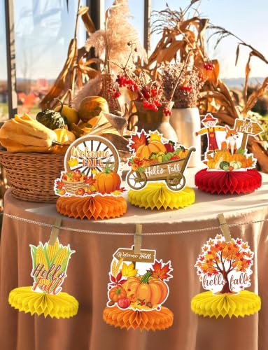 Fall Thanksgiving Table Decorations, Autumn Honeycomb Centerpieces - style: 9 PCS Fall