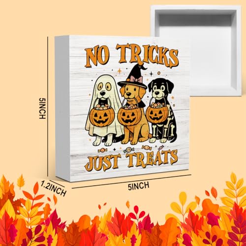 JHFDTY No Tricks Just Treats Dog Pumpkin Halloween Decorations Sign - color: Treats