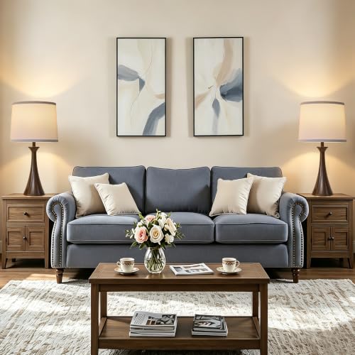 Touch Table Lamps Set of 2, 21" Bedside Lamps with USB C+A, Brown - color: Brown 2pcs