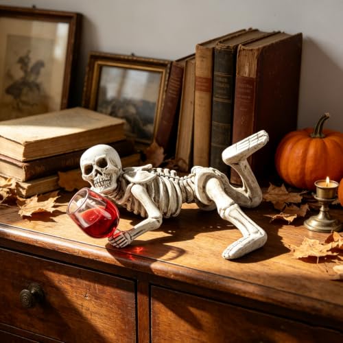 Halloween Decor Skull Statue Red Wine Cup Resin Skeleton Figurine - color: Halloween Styl 9
