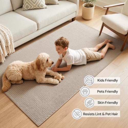 Sunfly 2x6 Runner Rug with Non Slip Rubber Backing Beige - color: Beige, size: 2' x 6' (Rectangular)
