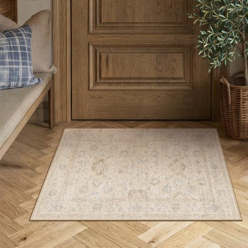 2x3 Beige Area Rug for Entryway Vintage Netural Washable Carpet - color: Beige, size: 2' x 3' (Rectangular)