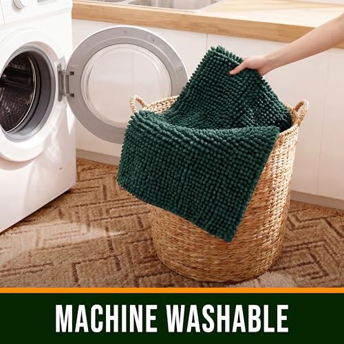 Chenille Bathroom Rug 32"x20" Extra Soft Absorbent Quick Dry Rugs, Green - color: Green, size: 1'8" x 2'8" (Rectangular)