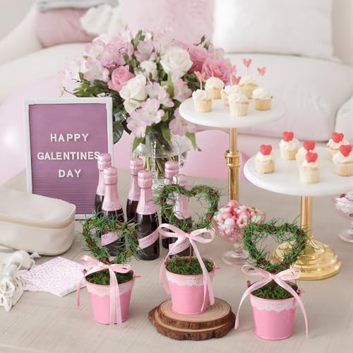 Suncalla 3 Pcs Valentines Day Artificial Heart Topiary Tree Plant with Pot 5.5'' to 7'' Heart Valentine Greenery Fake Plant Potted for Tabletop Centerpiece Tiered Tray Decor Gifts