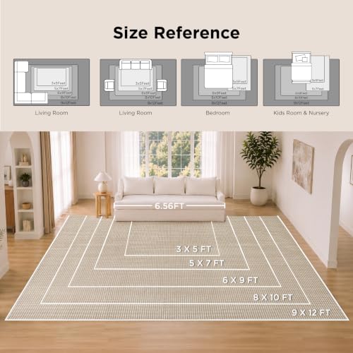 Bedsure 6x9 Faux Wool Area Rug for Living Room, Machine Washable, Beige - color: 07 - Beige, size: 6' x 9' (Rectangular)