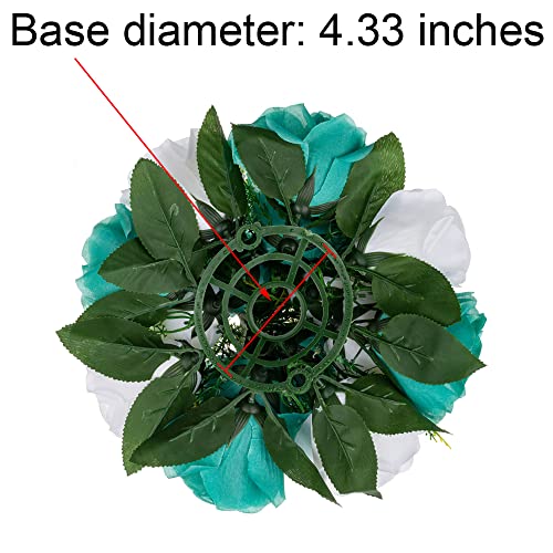 Flower Centerpieces for Wedding Tables: Teal & White, 2 Packs - color: Teal & White