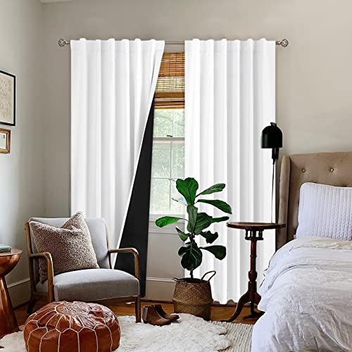 BGment Pure White Blackout Living Room Curtains 84 inches Long for Bedroom - color: Pure White, size: 52"W x 84"L (Pack of 2)