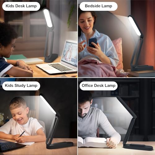Giryuhd LED Desk Lamp for Office Home & Battery Operated Lamp Rechargeable Lamp Foldable & Portable Light, LED Desk Light Strip, 3 Brightness Dimmable Small Desk Lamp Wireless Reading Lamp - color: Black (1-Pack)