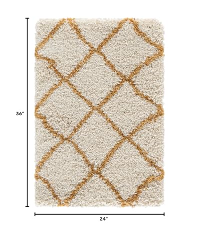 SAFAVIEH Hudson Shag Accent Rug 2x3, Plush Trellis Ivory & Gold SGH281E - color: Ivory/Gold, size: 2' x 3' (Rectangular)
