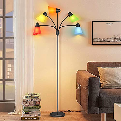 LED Floor Lamp, Medusa Adjustable Multi Head Modern Tall Standing Light - color: Black