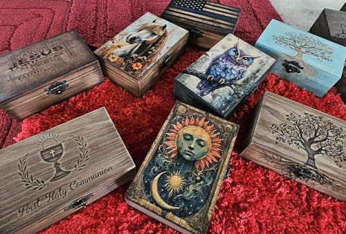 Celestial Sun & Moon Tarot Box | Astrology Sun and Moon Design Jewelry Trinket Keepsake Fengshui Lucky Talisman Storage Box | Gift Idea, Tarot Lover Ornaments for Home Decor (7TCS2)