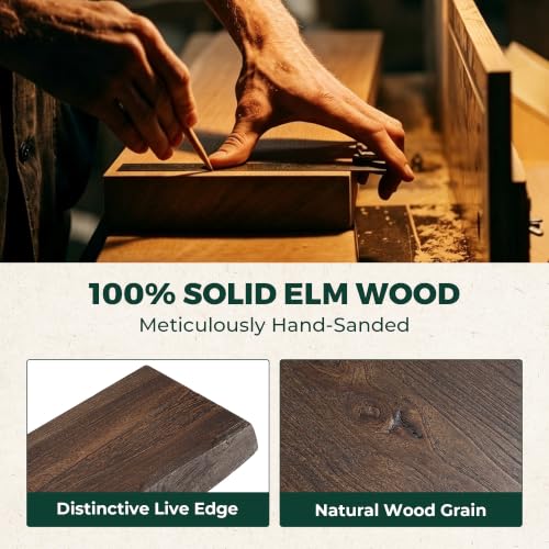 55in Live Edge Solid Elm Floating Shelves, Walnut, Set of 1 - color: Walut Color, size: Live Edge 55 inch, 1Pack