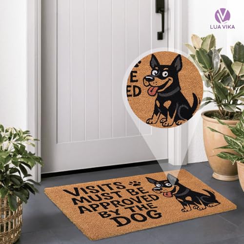 Funny Coir Door Mats Outside and Inside, Dog, 17 x 30 in - color: Dog