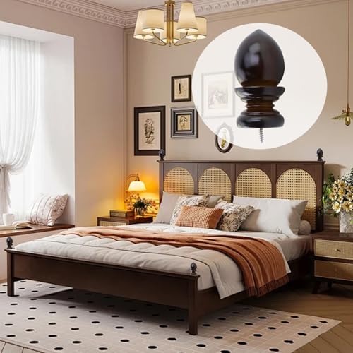 T Tulead Wooden Curtain Rod Finials, Brown, 4PCS - style: Brown, 1.41", 4PCS