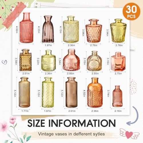 Yaomiao 30 Pcs Glass Bud Vases Centerpieces, Orange Yellow Series - color: Orange Yellow Series